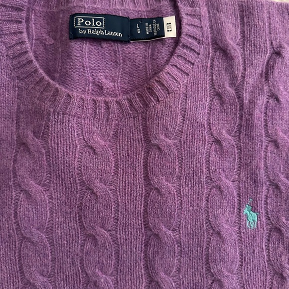 Polo Ralph Lauren purple cable knit wool cashmere blend sweater size Large NWOT - Picture 2 of 2
